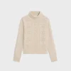 turtleneck sweater in Shetland pointelle