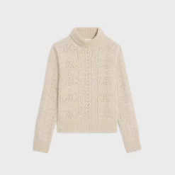 turtleneck sweater in Shetland pointelle