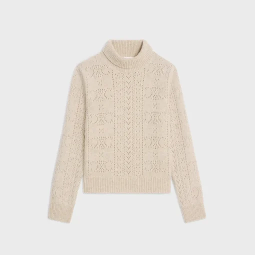 turtleneck sweater in Shetland pointelle