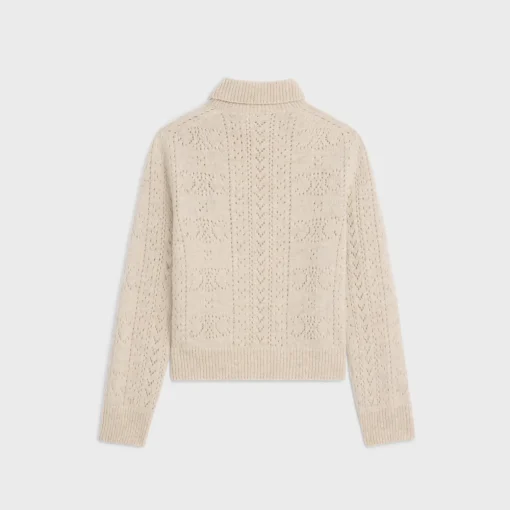 turtleneck sweater in Shetland pointelle
