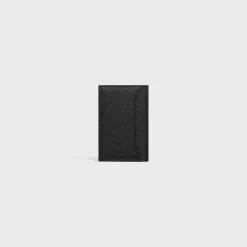 VERTICAL CARD HOLDER Essentials Grained Calfskin BLACK