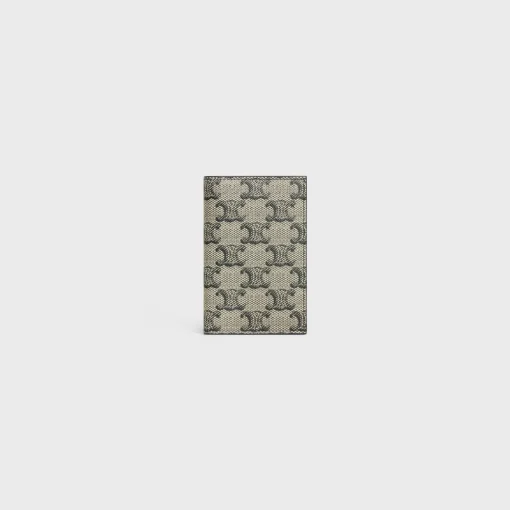 VERTICAL CARD HOLDER Triomphe Canvas New Triomphe2 BEIGE