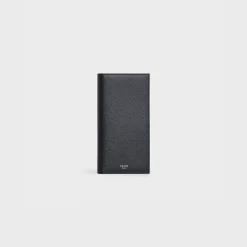 Vertical Wallet with Coin Compartment in grained calfskin