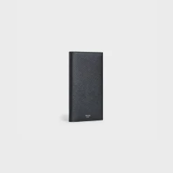 Vertical Wallet with Coin Compartment in grained calfskin