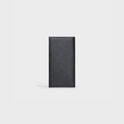 Vertical Wallet with Coin Compartment in grained calfskin