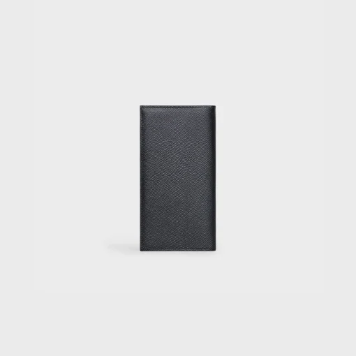 Vertical Wallet with Coin Compartment in grained calfskin