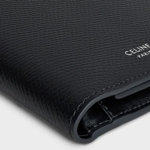 Vertical Wallet with Coin Compartment in grained calfskin