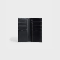 Vertical Wallet with Coin Compartment in grained calfskin