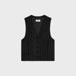 vest in wide pinstripe virgin wool