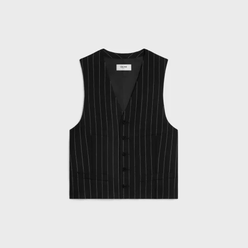 vest in wide pinstripe virgin wool