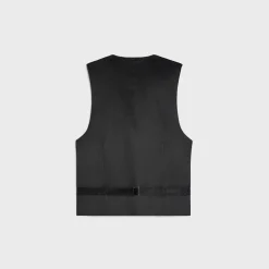 vest in wide pinstripe virgin wool