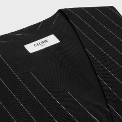 vest in wide pinstripe virgin wool
