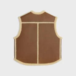 vintage-finish vest in shearling
