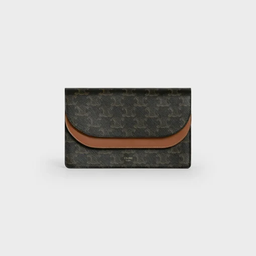 Wallet on strap in Triomphe Canvas and Smooth Lambskin