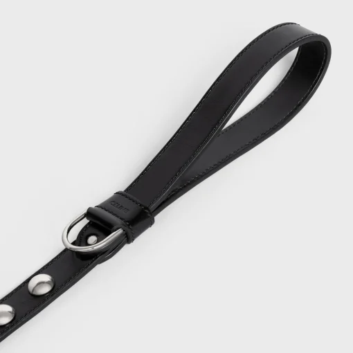 Wide Dog Leash in Smooth Calfskin with Studs