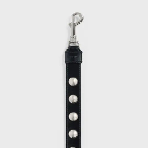 Wide Dog Leash in Smooth Calfskin with Studs