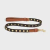 Wide Dog Leash in Triomphe Canvas and Calfskin with Studs