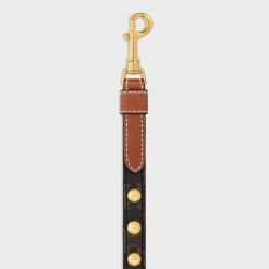 Wide Dog Leash in Triomphe Canvas and Calfskin with Studs