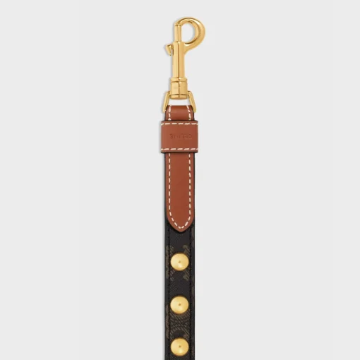 Wide Dog Leash in Triomphe Canvas and Calfskin with Studs