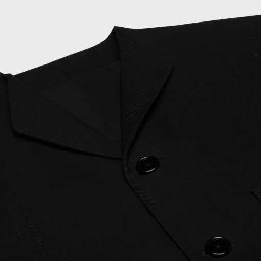 wing collar jacket in diagonal wool