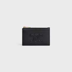 ZIPPED CARD HOLDER CUIR TRIOMPHE IN SHINY CALFSKIN