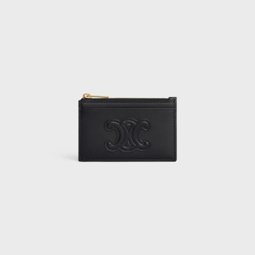 ZIPPED CARD HOLDER CUIR TRIOMPHE IN SHINY CALFSKIN