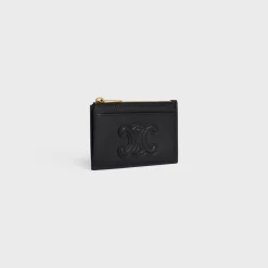 ZIPPED CARD HOLDER CUIR TRIOMPHE IN SHINY CALFSKIN