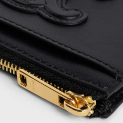 ZIPPED CARD HOLDER CUIR TRIOMPHE IN SHINY CALFSKIN
