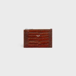 Zipped Card Holder in CROCODILE EMBOSSED CALFSKIN