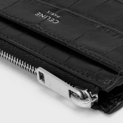 Zipped Card Holder in Crocodile Embossed Calfskin
