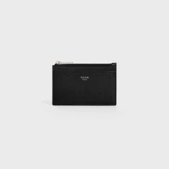Zipped Card Holder in Grained Calfskin