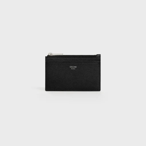 Zipped Card Holder in Grained Calfskin