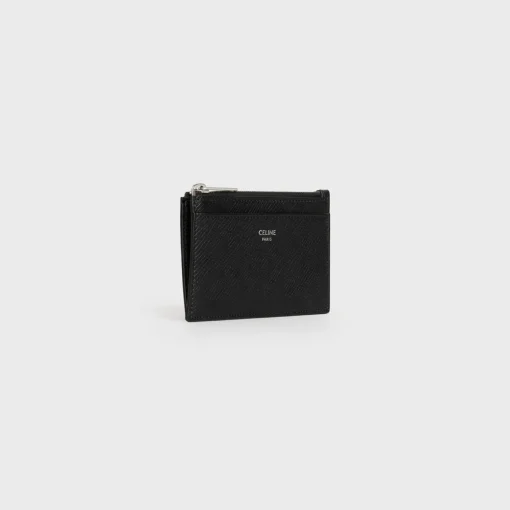 Zipped Card Holder in Grained Calfskin