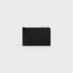 Zipped Card Holder in Grained Calfskin