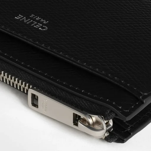Zipped Card Holder in Grained Calfskin
