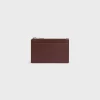 Zipped Card Holder in Satinated calfskin with triomphe embossed