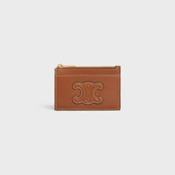 Zipped Card Holder in smooth lambskin