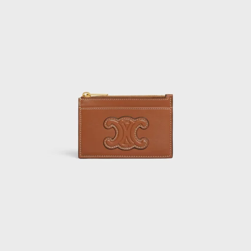 Zipped Card Holder in smooth lambskin