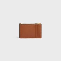 Zipped Card Holder in smooth lambskin