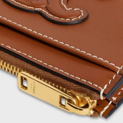 Zipped Card Holder in smooth lambskin