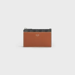 Zipped Card Holder in Triomphe Canvas and Lambskin