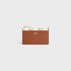Zipped Card Holder in Triomphe Canvas AND Lambskin