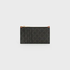 Zipped card holder in Triomphe Canvas and Lambskin