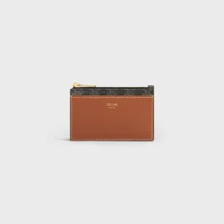 Zipped Card Holder in Triomphe Canvas and Lambskin