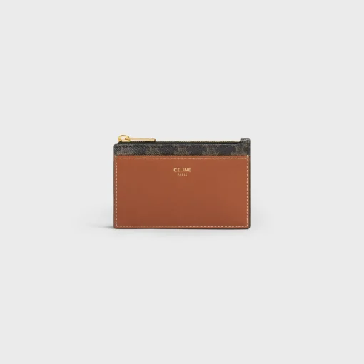 Zipped Card Holder in Triomphe Canvas and Lambskin