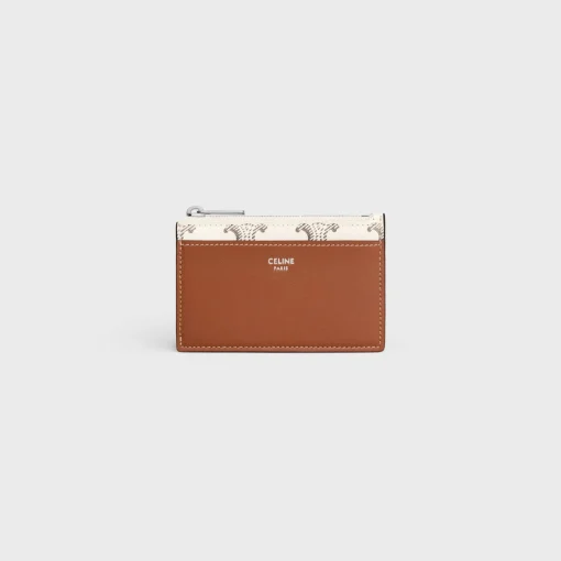 Zipped Card Holder in Triomphe Canvas AND Lambskin