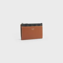 Zipped Card Holder in Triomphe Canvas and Lambskin