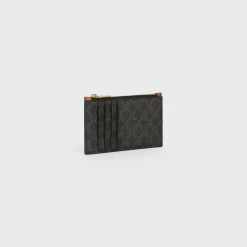 Zipped card holder in Triomphe Canvas and Lambskin