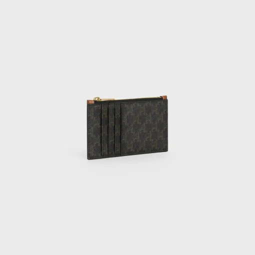 Zipped card holder in Triomphe Canvas and Lambskin