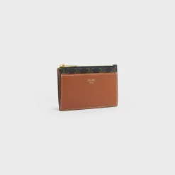 Zipped Card Holder in Triomphe Canvas and Lambskin